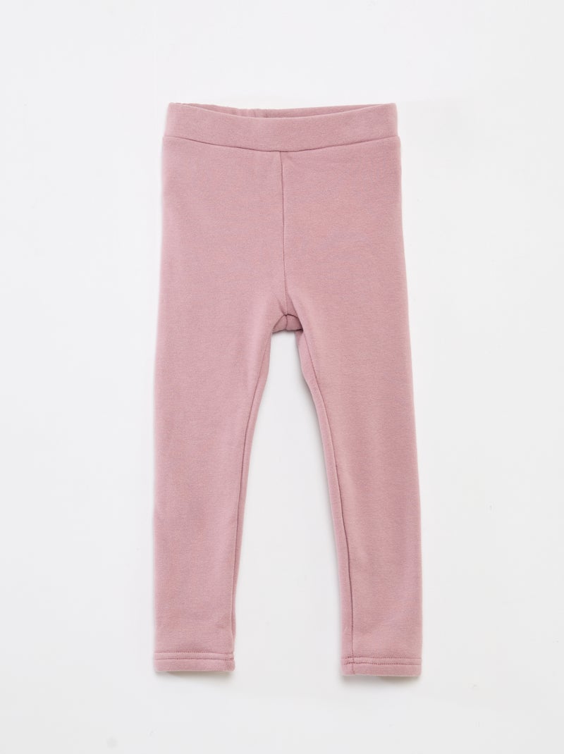 Legging de malha escovada em algodão liso Rosa - Kiabi
