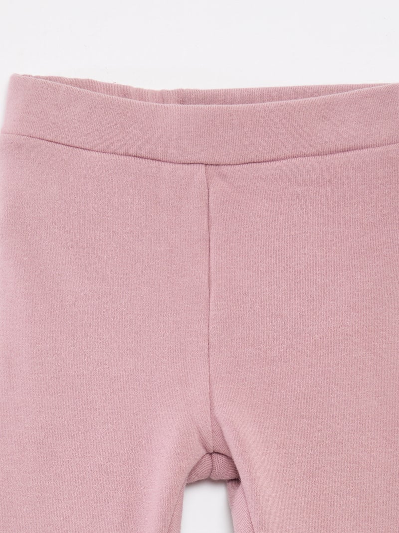 Legging de malha escovada em algodão liso Rosa - Kiabi