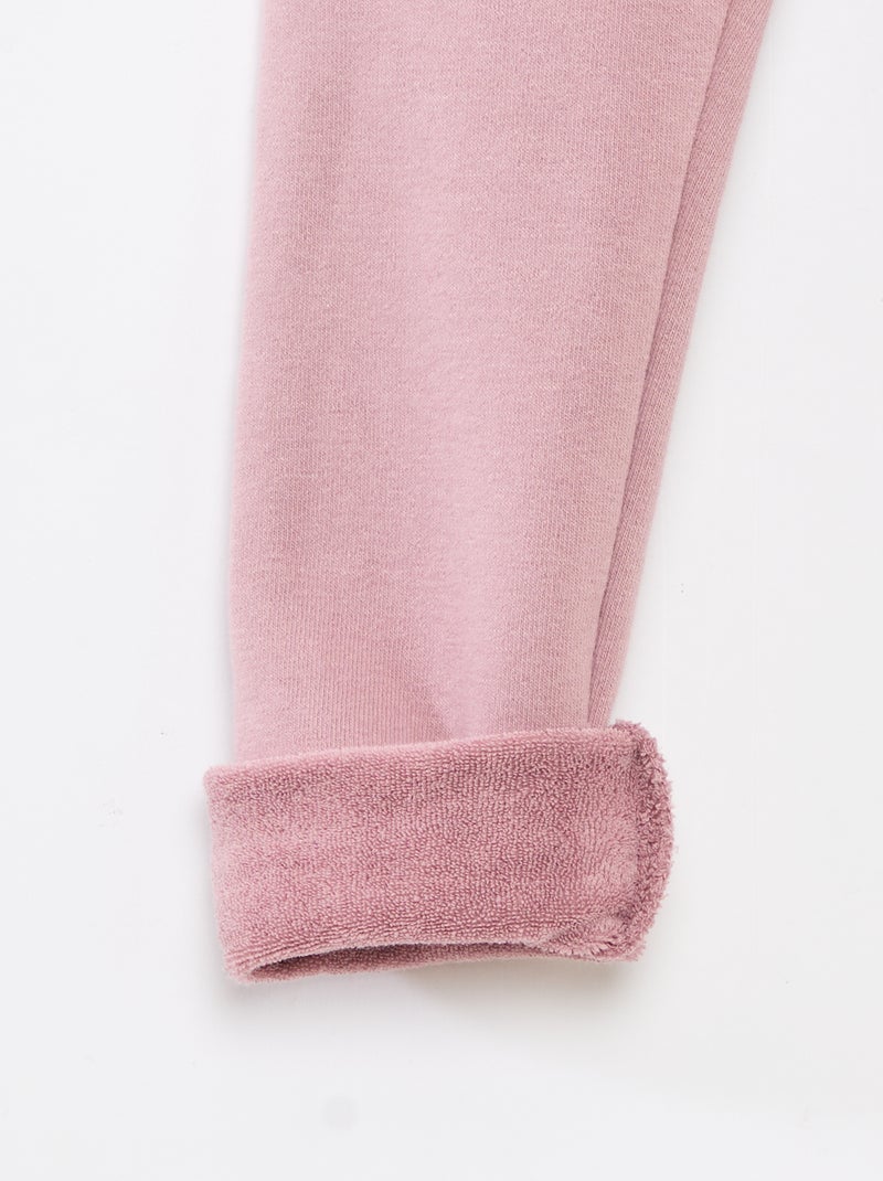 Legging de malha escovada em algodão liso Rosa - Kiabi