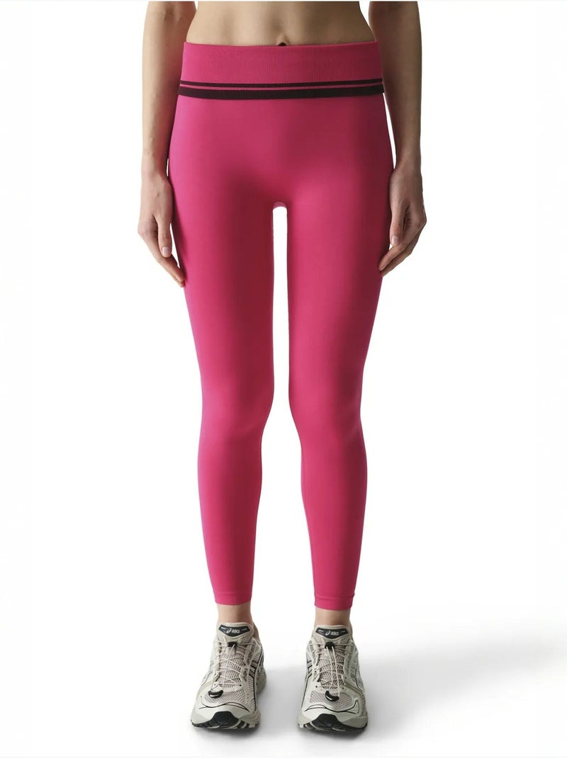 Legging dobrável de cintura alta penti Rosa-fluo/Solinotes - Kiabi