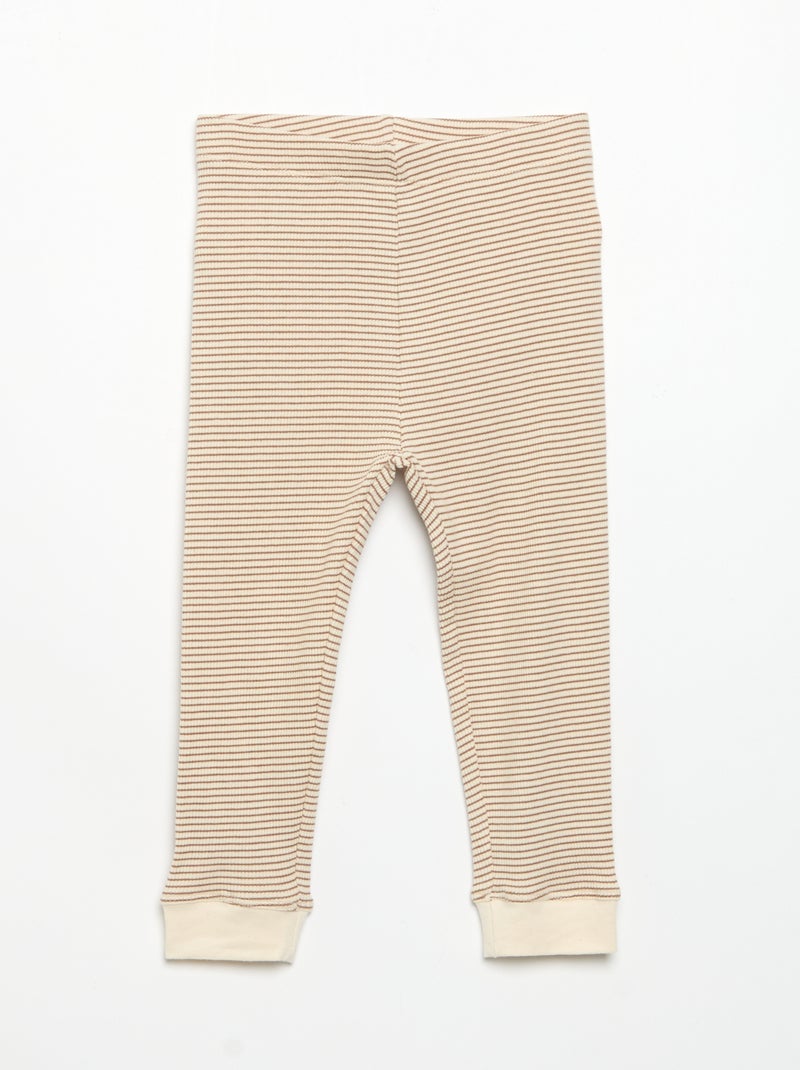 Legging em malha canelada Castanho - Kiabi