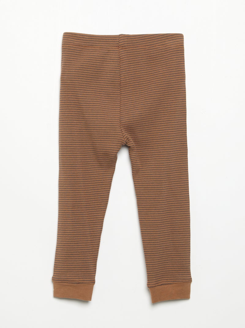 Legging em malha canelada Castanho - Kiabi