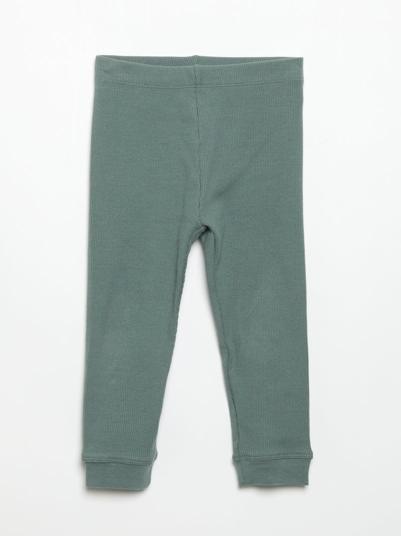 Legging em malha canelada Verde - Kiabi