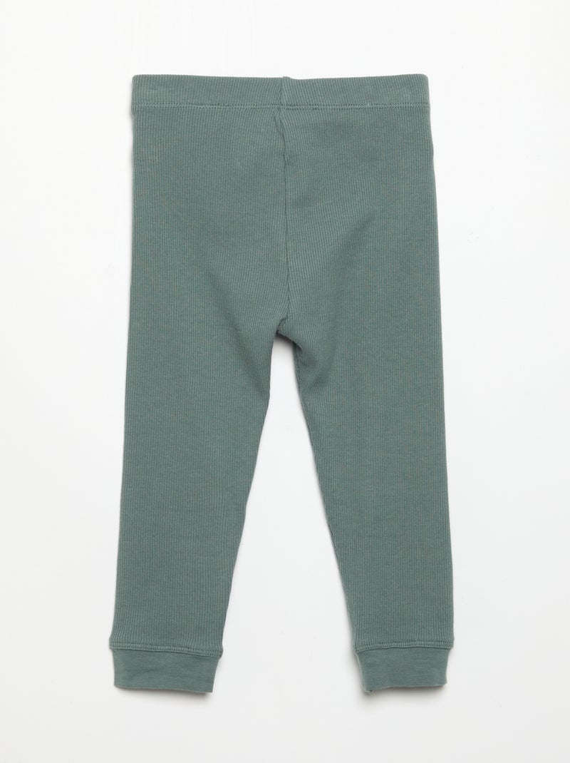Legging em malha canelada Verde - Kiabi