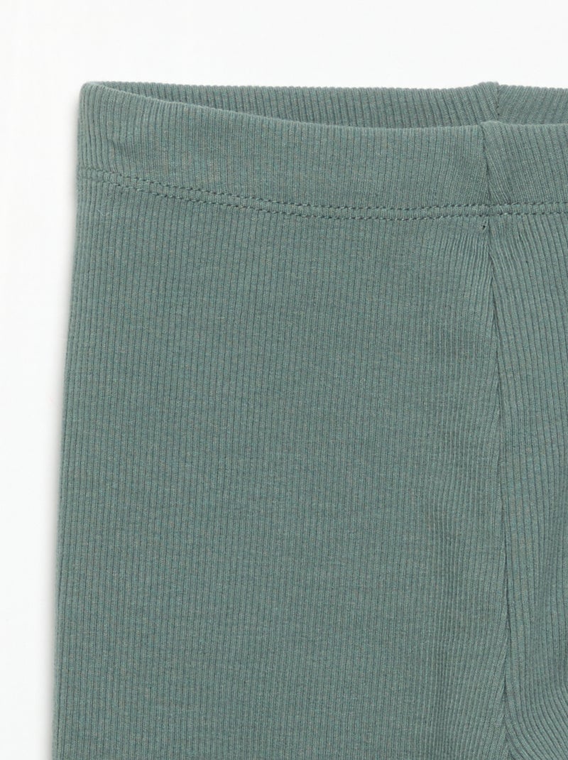 Legging em malha canelada Verde - Kiabi
