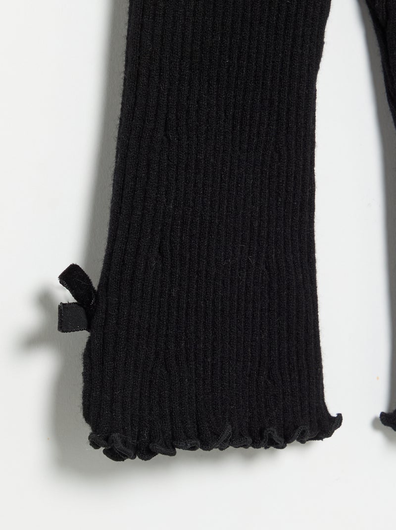 Legging em malha compacta canelada Preto - Kiabi
