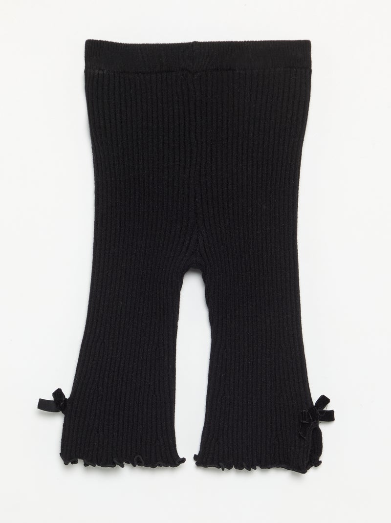 Legging em malha compacta canelada Preto - Kiabi