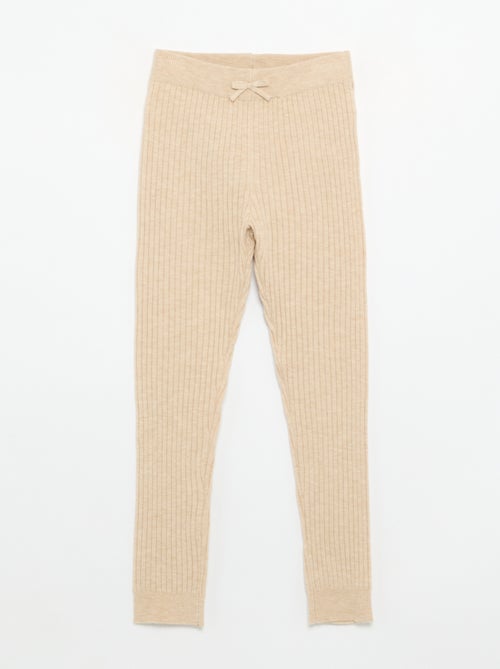 Legging em malha lisa com laço na cintura - Kiabi
