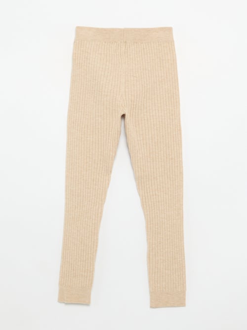 Legging em malha lisa com laço na cintura - Kiabi