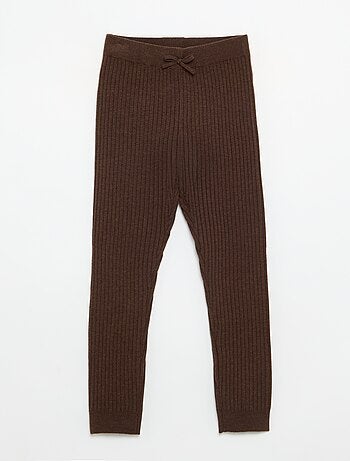 Legging em malha lisa com laço na cintura