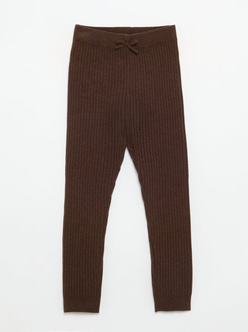 Legging em malha lisa com laço na cintura - Kiabi