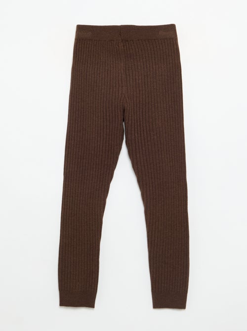 Legging em malha lisa com laço na cintura - Kiabi