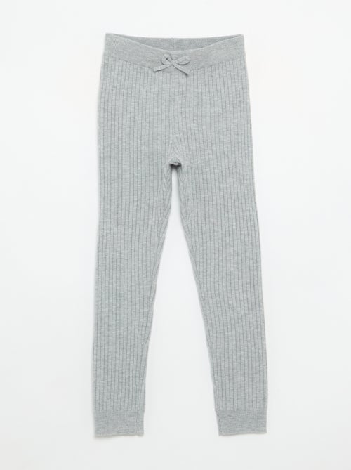 Legging em malha lisa com laço na cintura - Kiabi