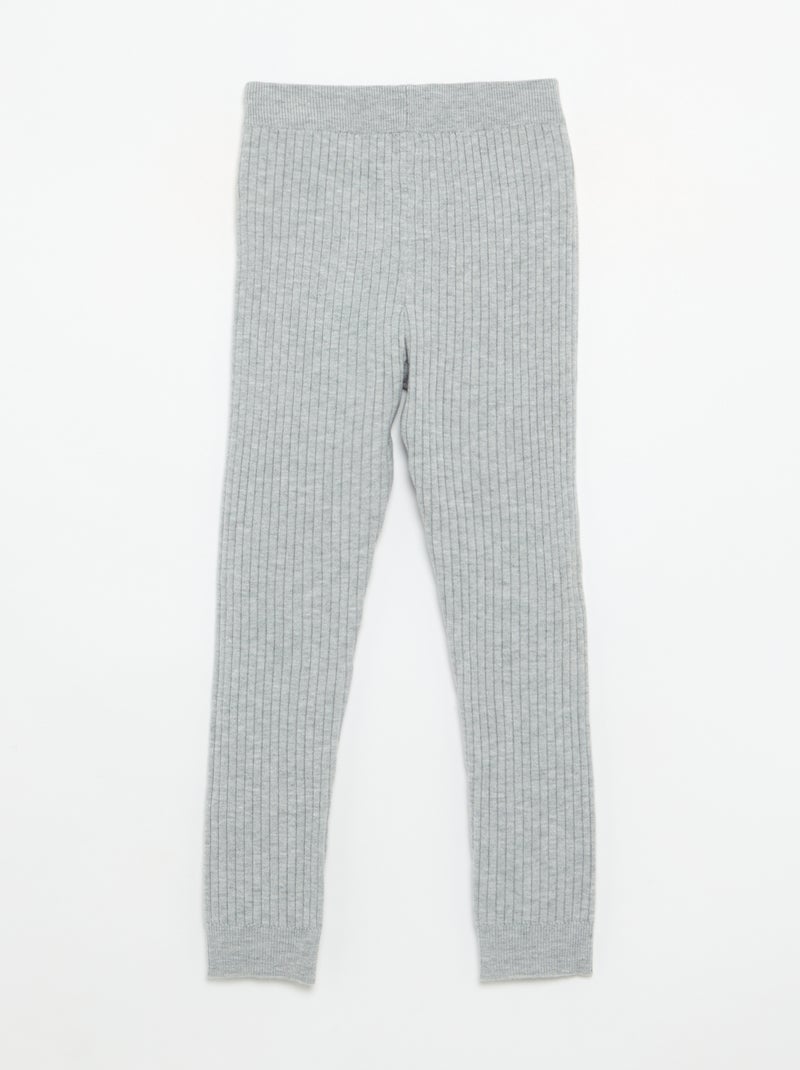 Legging em malha lisa com laço na cintura Cinza - Kiabi
