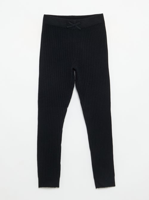 Legging em malha lisa com laço na cintura - Kiabi