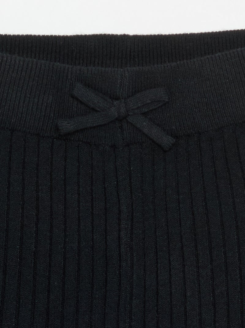 Legging em malha lisa com laço na cintura Preto - Kiabi