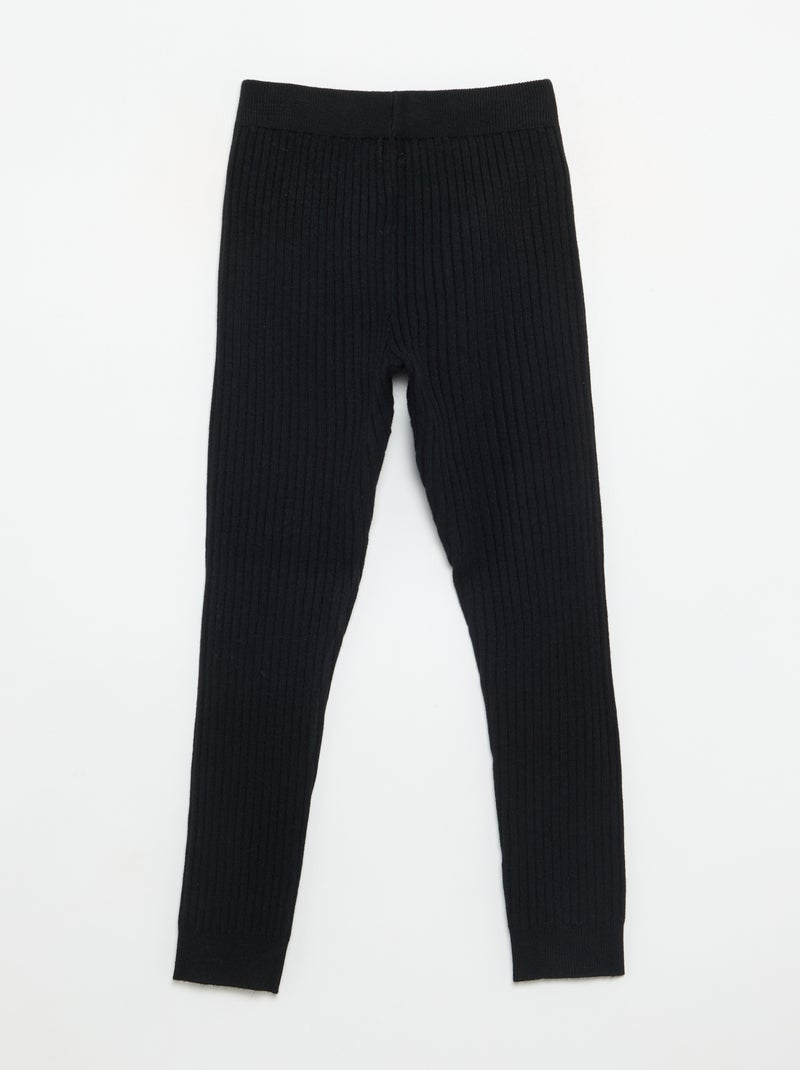 Legging em malha lisa com laço na cintura Preto - Kiabi