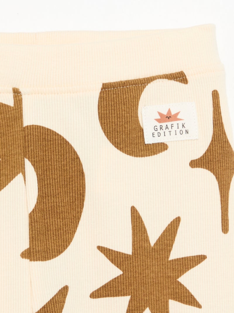 Legging estampado em malha canelada Branco - Kiabi