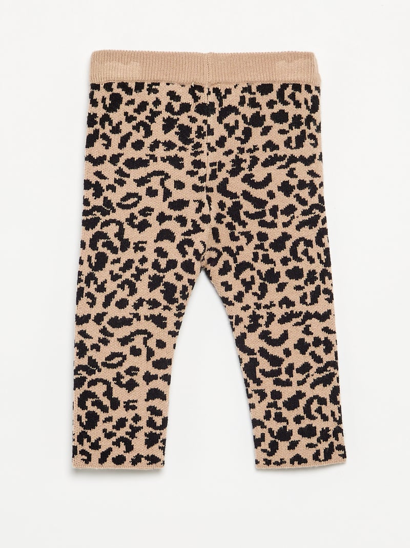 Legging estampado em malha compacta Bege - Kiabi