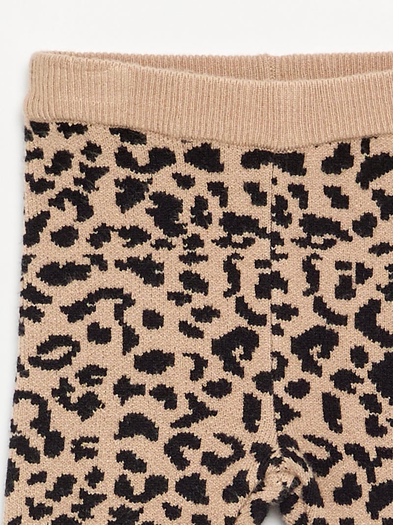 Legging estampado em malha compacta Bege - Kiabi