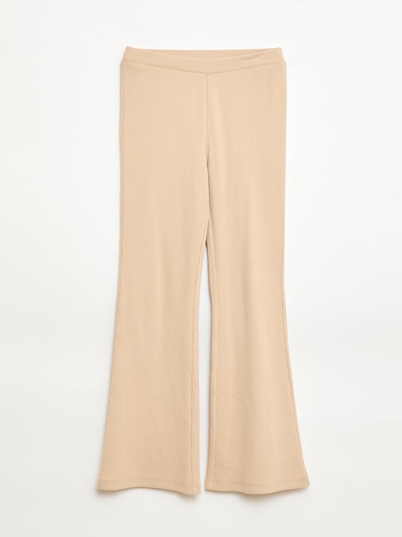 Legging flare canelado Bege - Kiabi