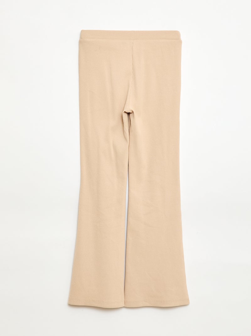 Legging flare canelado Bege - Kiabi