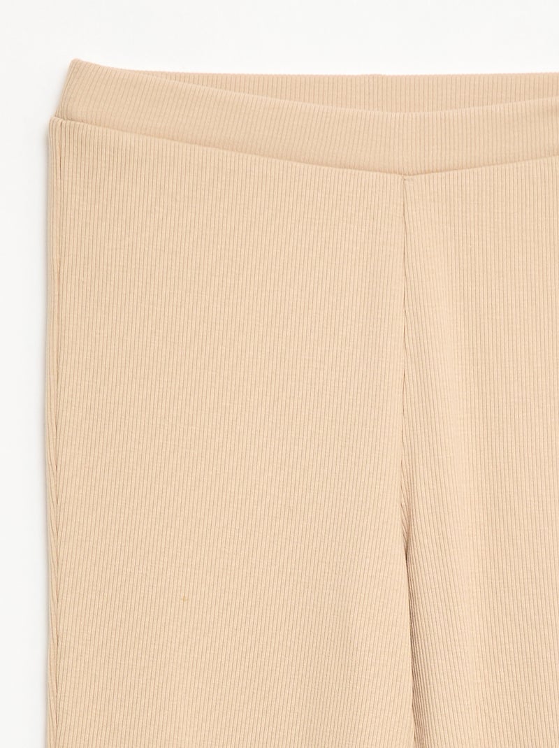 Legging flare canelado Bege - Kiabi