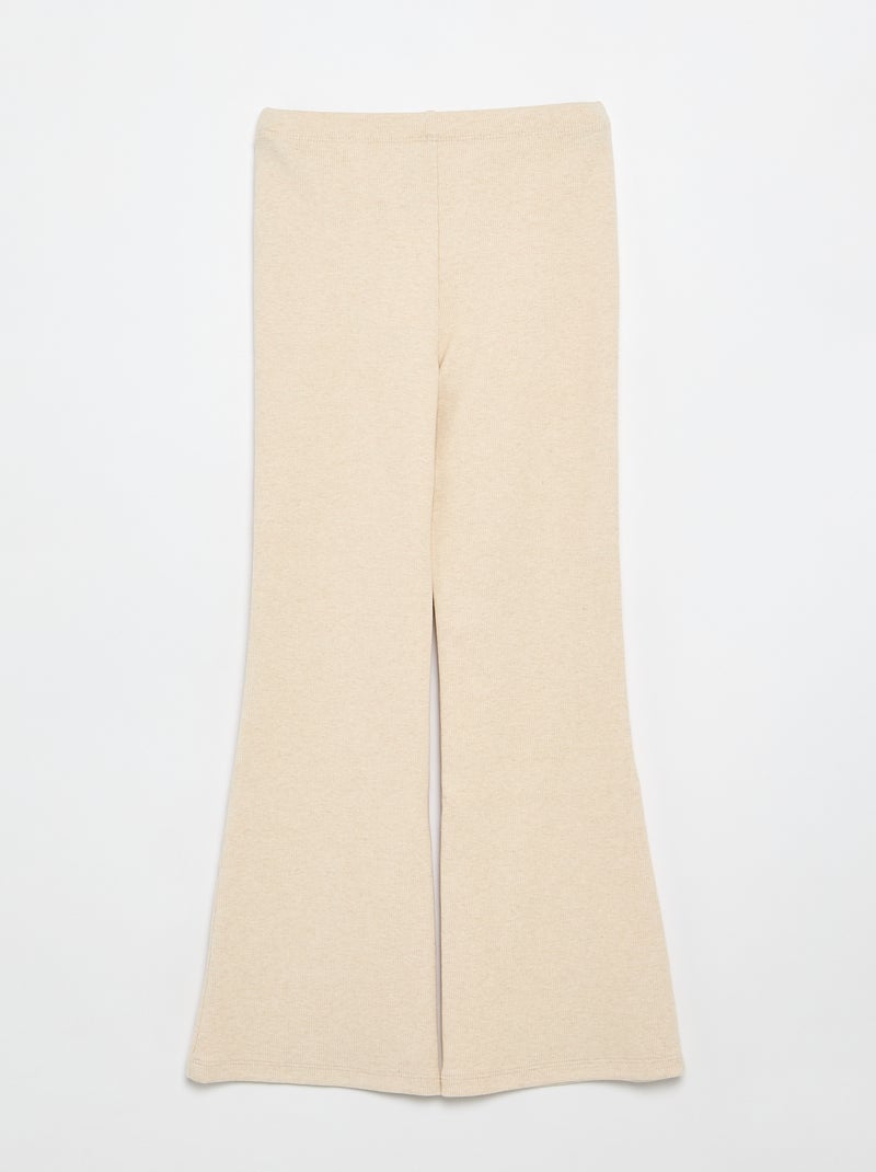 Legging flare em rib Bege - Kiabi
