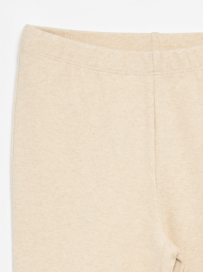 Legging flare em rib Bege - Kiabi