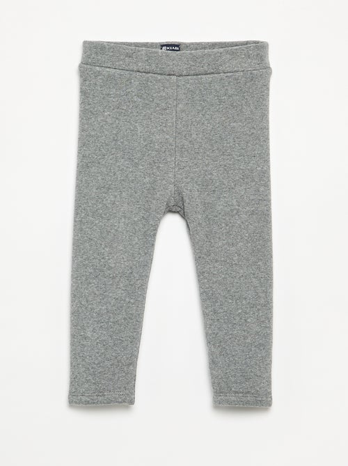 Legging liso de malha cardada - Kiabi