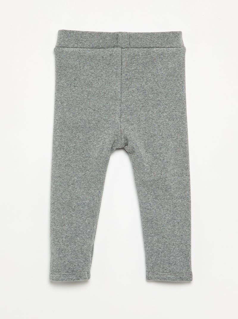 Legging liso de malha cardada Cinza - Kiabi