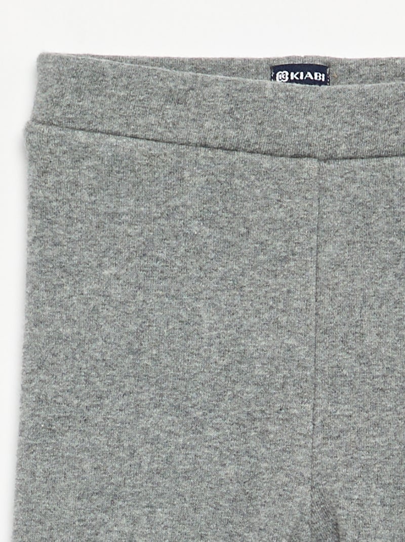Legging liso de malha cardada Cinza - Kiabi