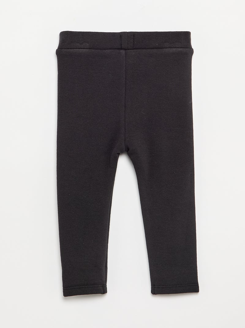 Legging liso de malha cardada Preto - Kiabi