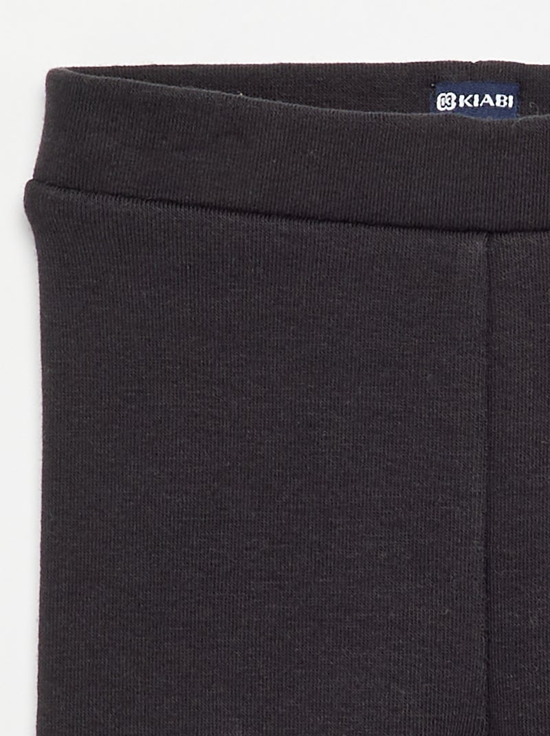Legging liso de malha cardada Preto - Kiabi