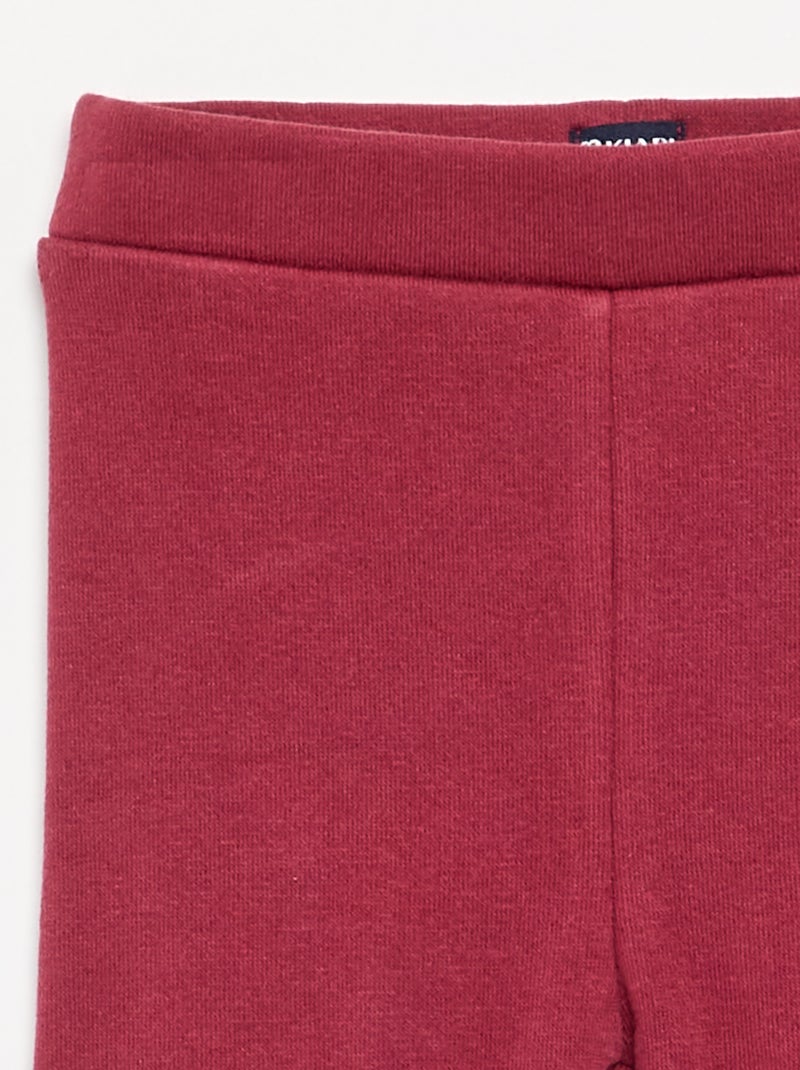 Legging liso de malha cardada Vermelho - Kiabi