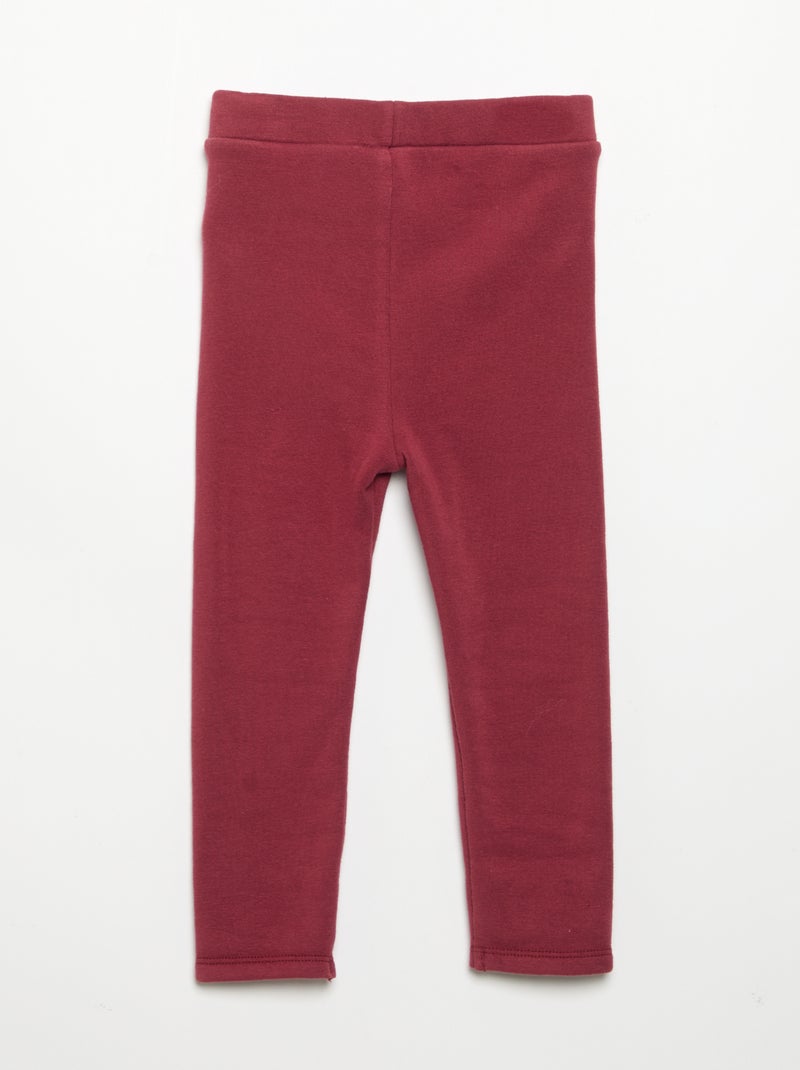 Legging liso de malha cardada Vermelho - Kiabi