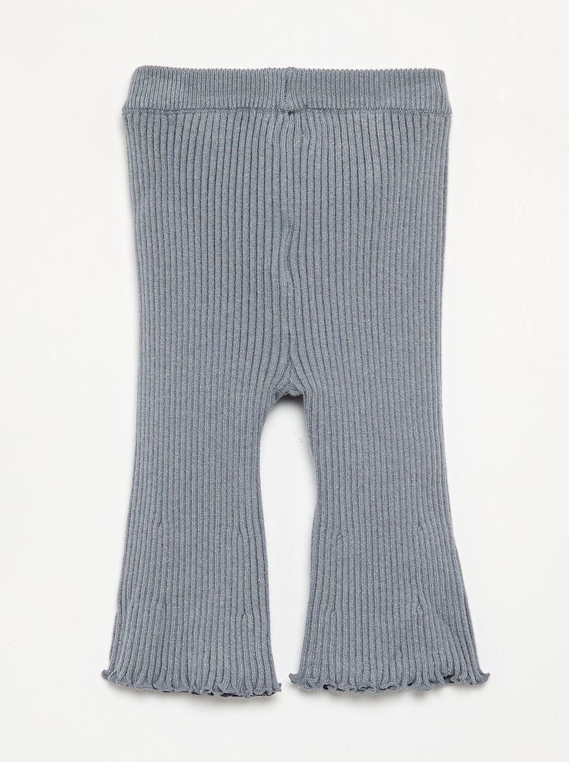 Legging liso em malha canelada Azul - Kiabi