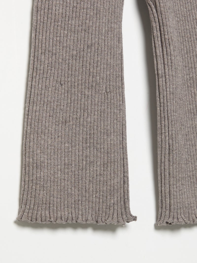 Legging liso em malha canelada Castanho - Kiabi