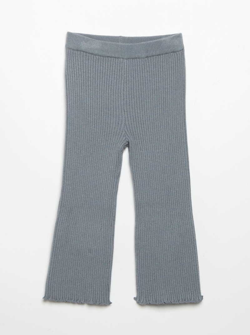 Legging liso em malha canelada Cinza - Kiabi