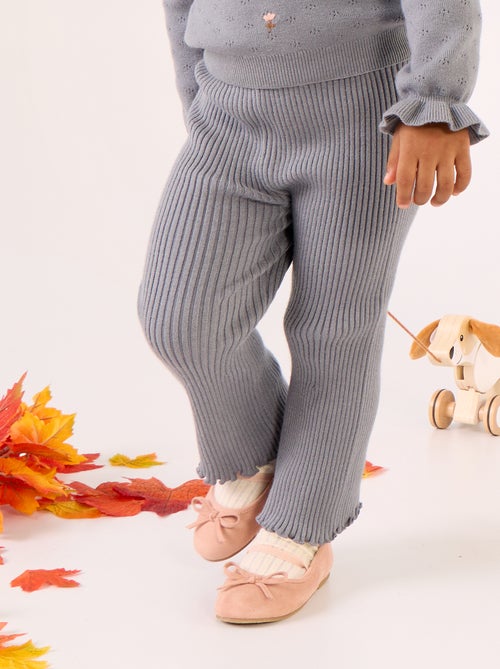 Legging liso em malha canelada - Kiabi
