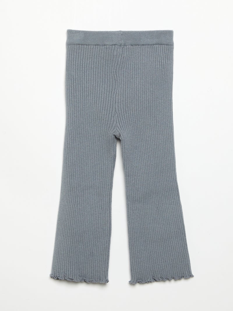 Legging liso em malha canelada Cinza - Kiabi