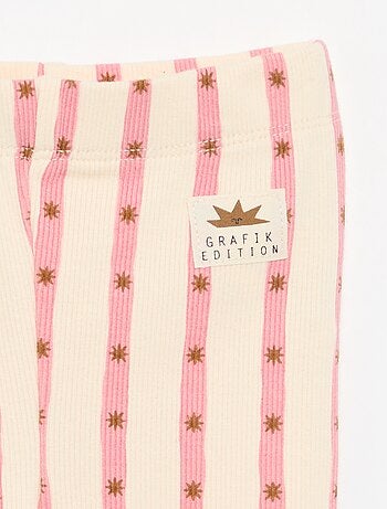 Legging listrado em malha canelada