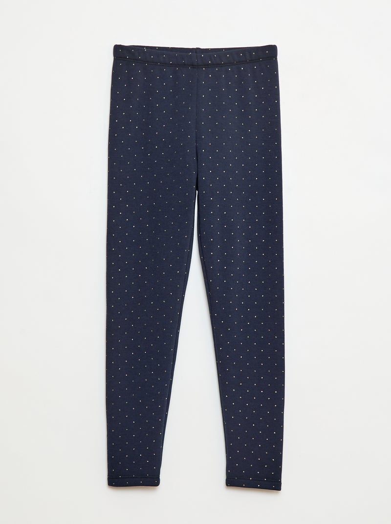 Legging quente com estampado e interior em veludo Azul - Kiabi