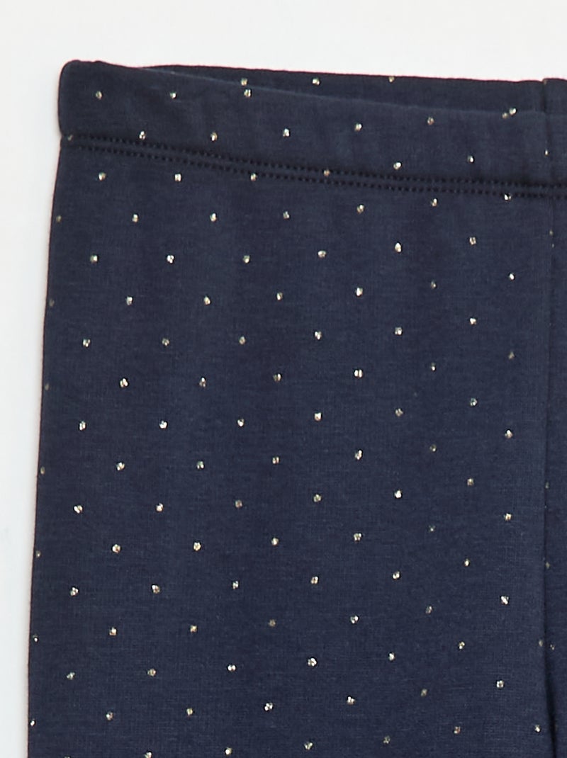 Legging quente com estampado e interior em veludo Azul - Kiabi