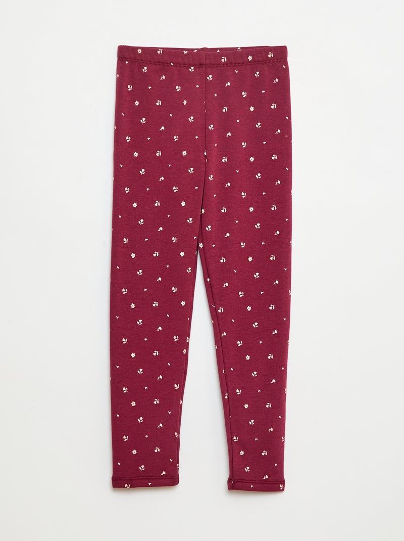 Legging quente com estampado e interior em veludo Vermelho - Kiabi