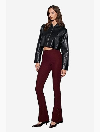 Leggings à boca de sino de cintura subida com detalhe de botões dilvin