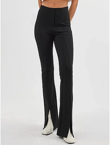 Leggings à boca de sino de cintura subida com detalhes de racha busem
