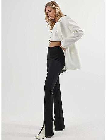 Leggings à boca de sino de cintura subida com detalhes de racha busem