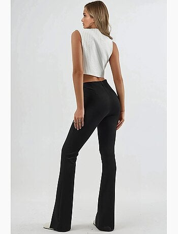 Leggings à boca de sino de cintura subida com detalhes de racha busem