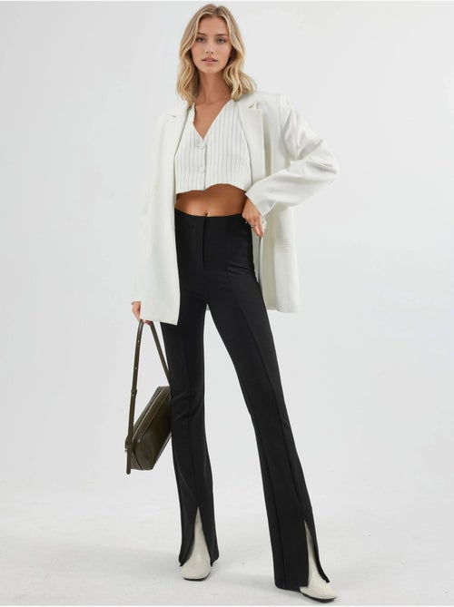 Leggings à boca de sino de cintura subida com detalhes de racha busem - Kiabi Leggings à boca de sino de cintura subida com detalhes de racha busem - Kiabi